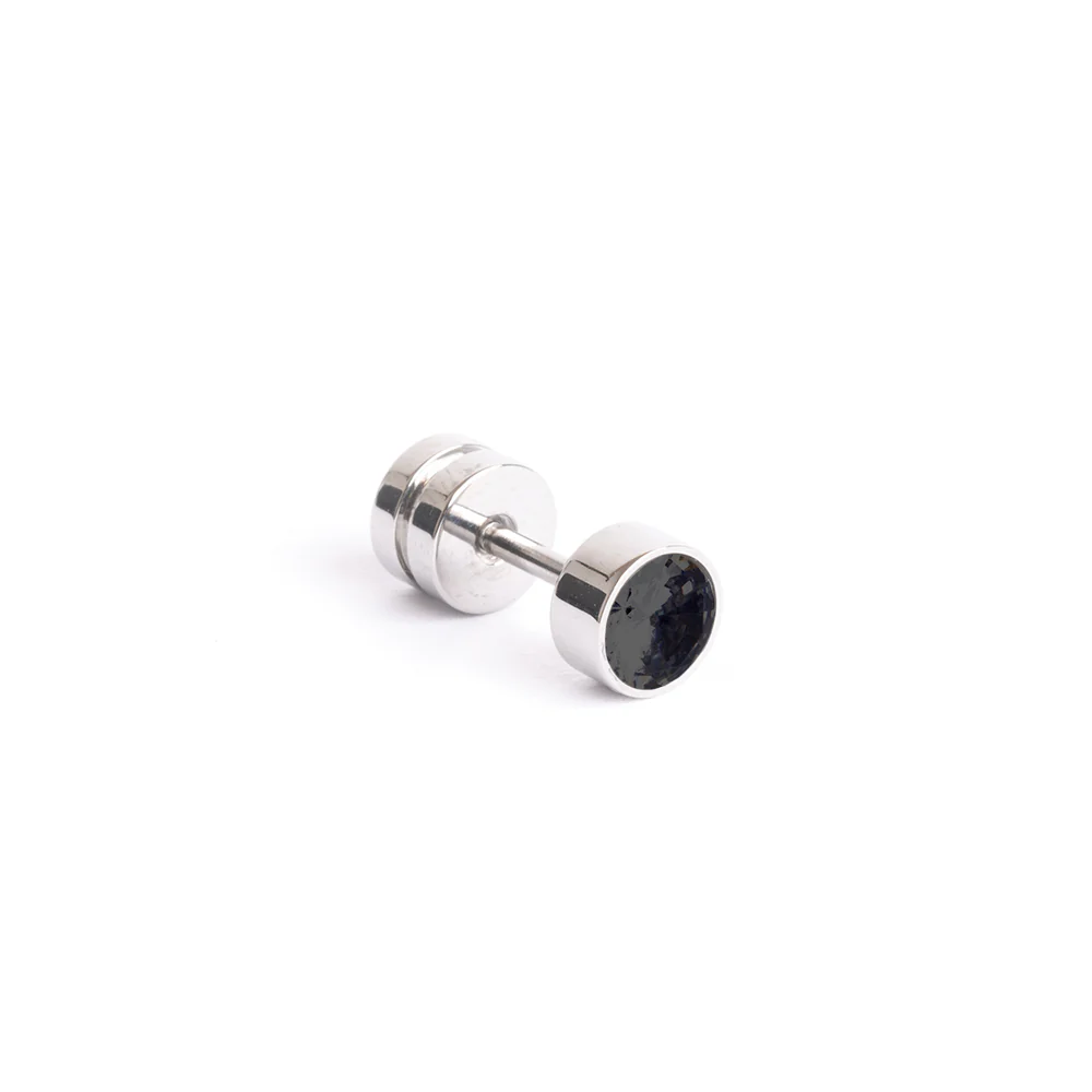 Full titanium earring with a black zircon - Image 3