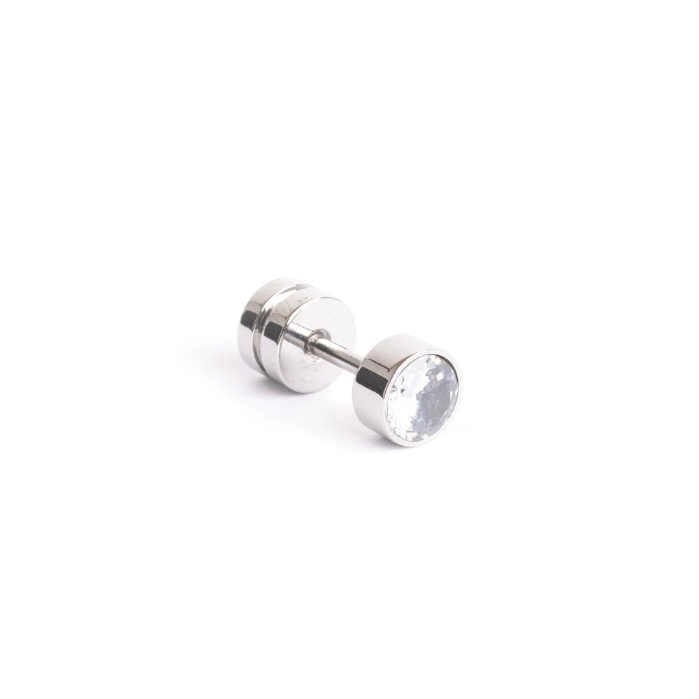 Full titanium earring with a white zircon - Image 3