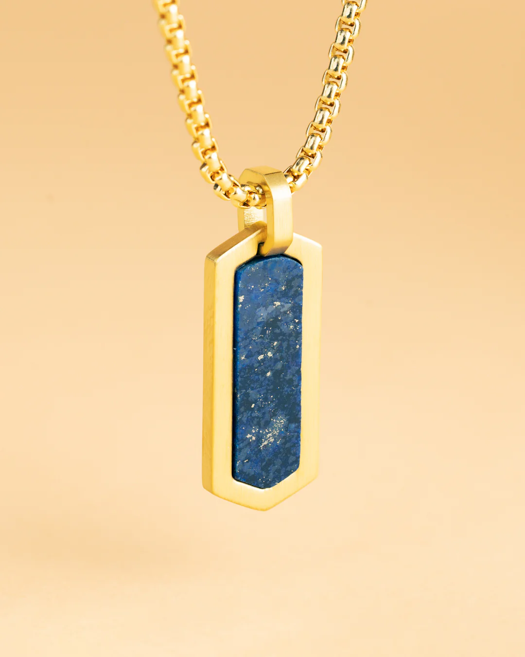 Gold-plated stainless steel necklace with a Lapis Lazuli stone - Image 2