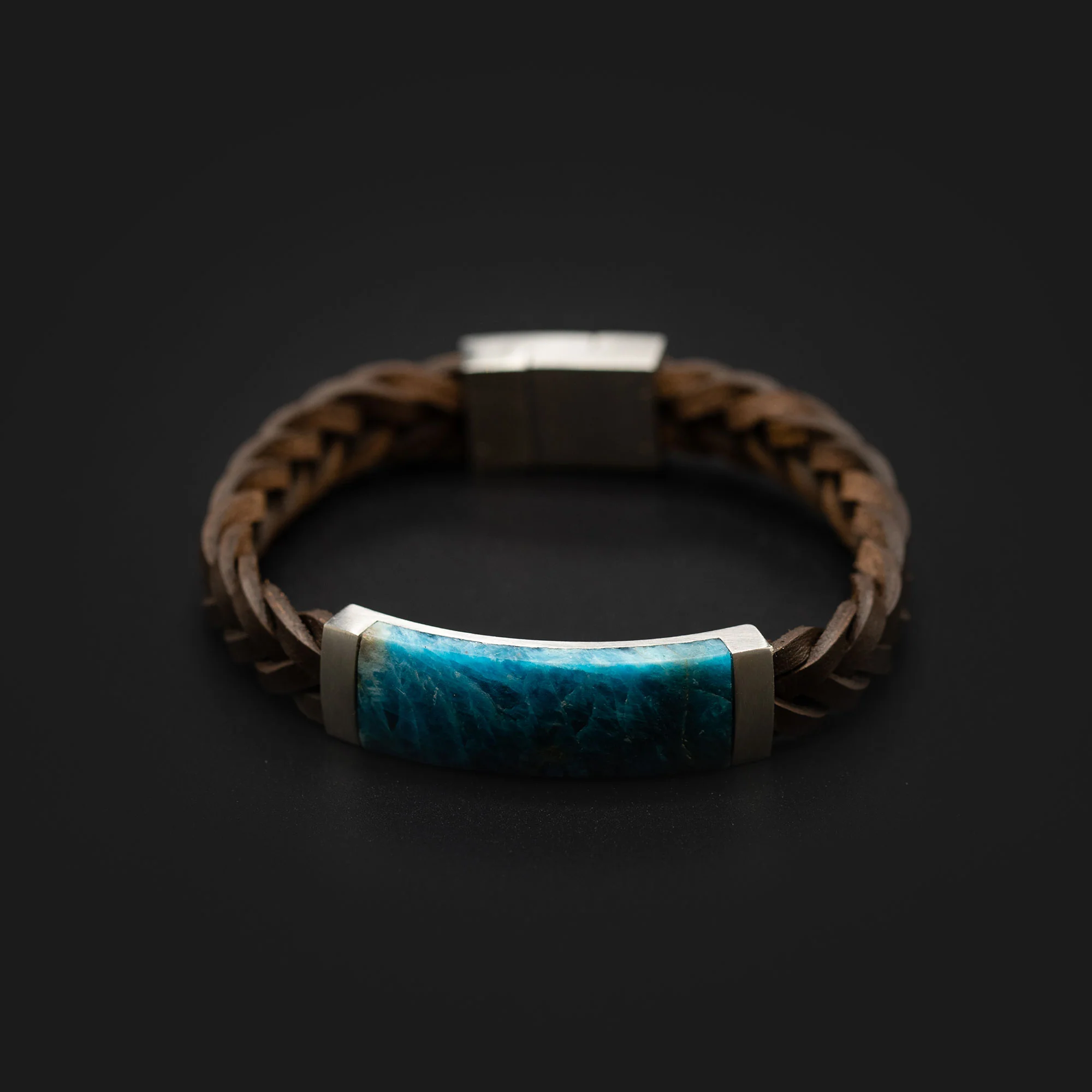 Leather bracelet with Grandidierite stone - Image 4
