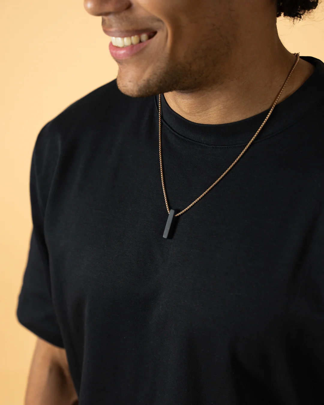 Bronze stainless steel necklace with a Black Agate stone - Image 2