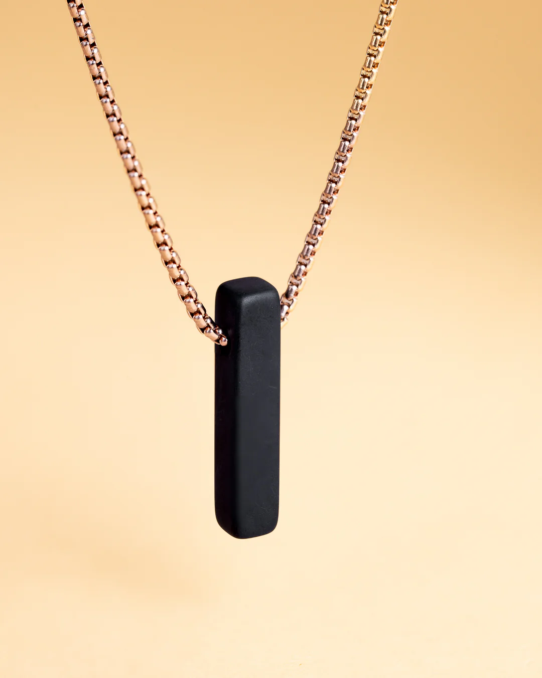 Bronze stainless steel necklace with a Black Agate stone - Image 3