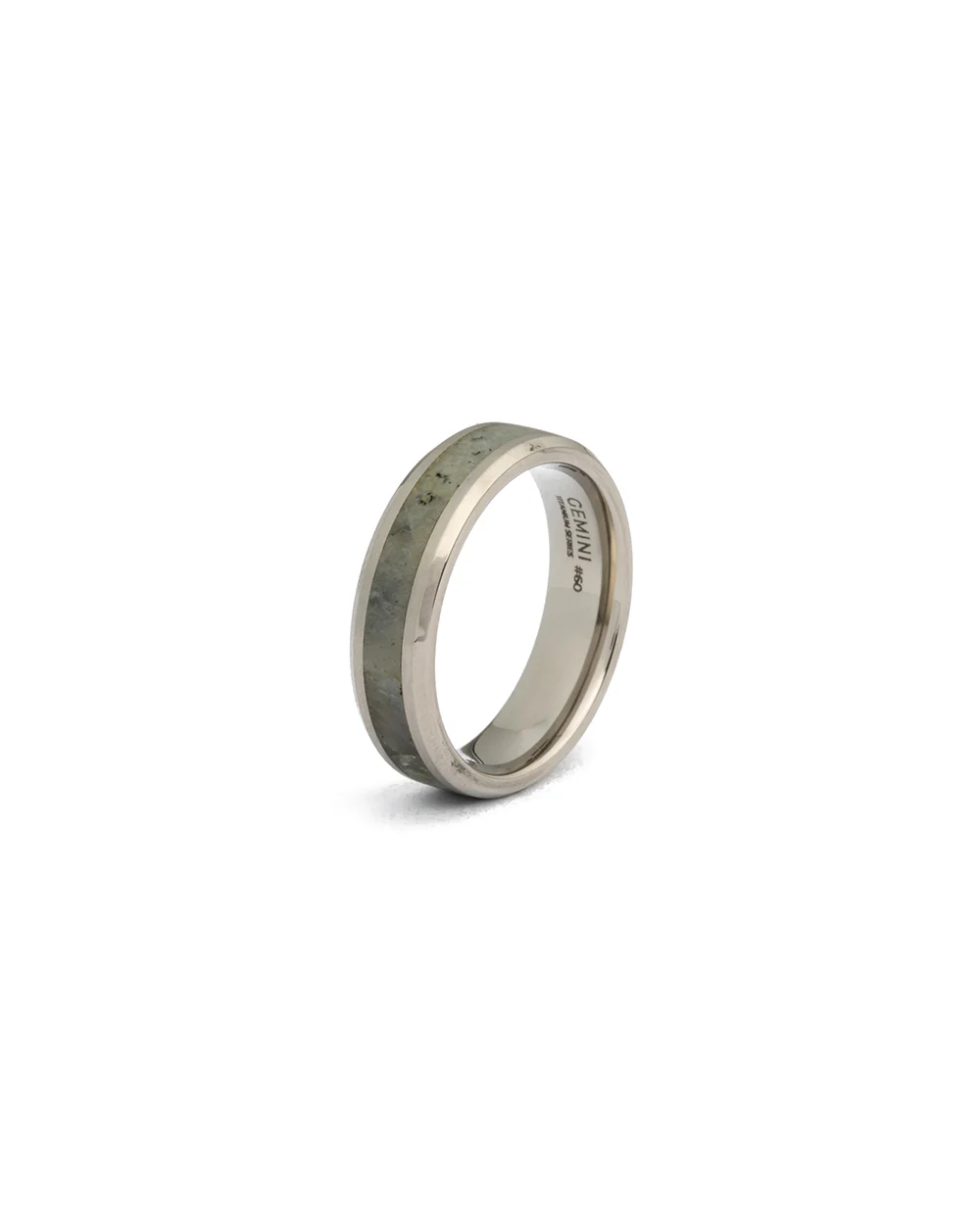 6mm Silver Titanium ring with Larvikite stone - Image 5