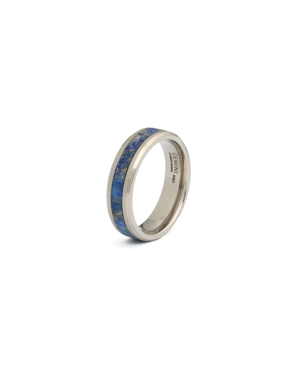 6mm Silver Titanium ring with Lapis Lazuli stone - Image 4