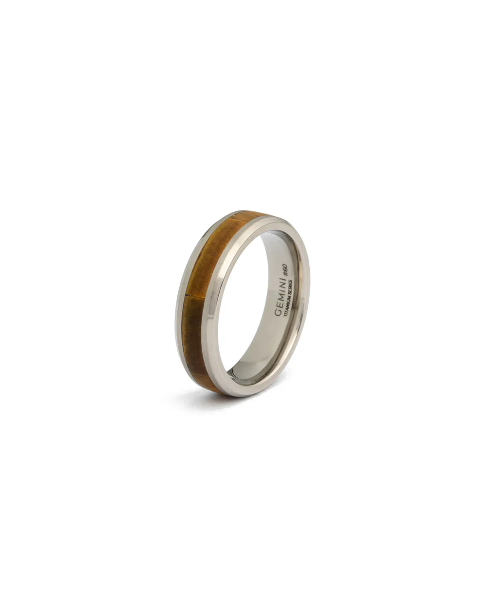 6mm Silver Titanium ring with Tiger Eye stone - Image 5