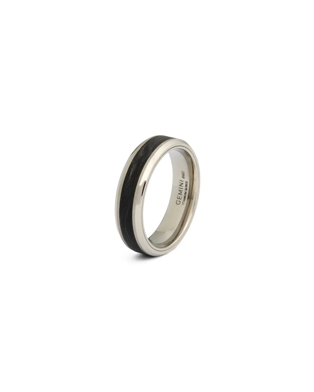 6mm Silver Titanium ring with forged Carbon - Image 5