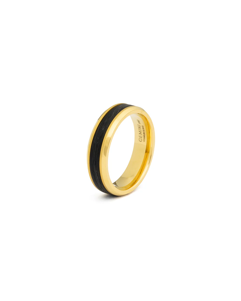 6mm Gold Titanium ring with forged Carbon - Image 4