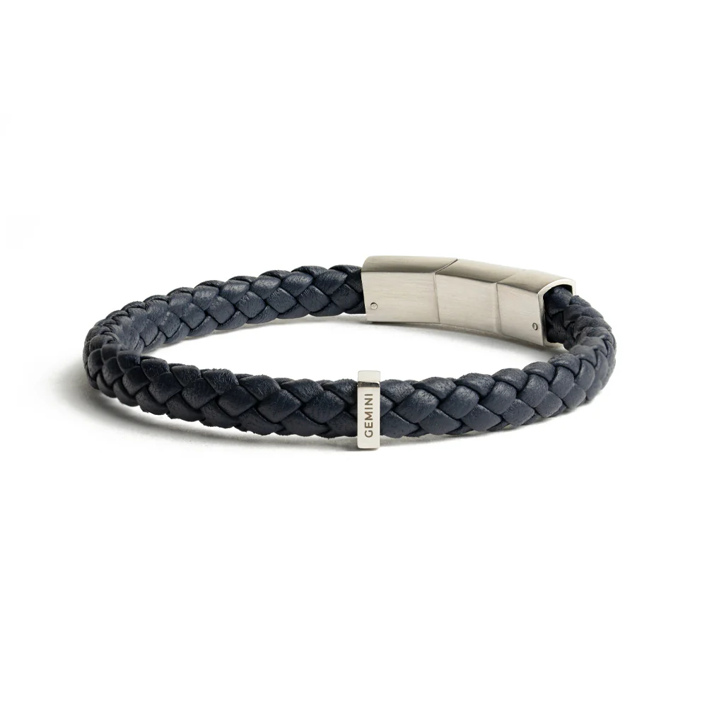 Single blue Italian nappa leather bracelet with silverplated finish - Image 5