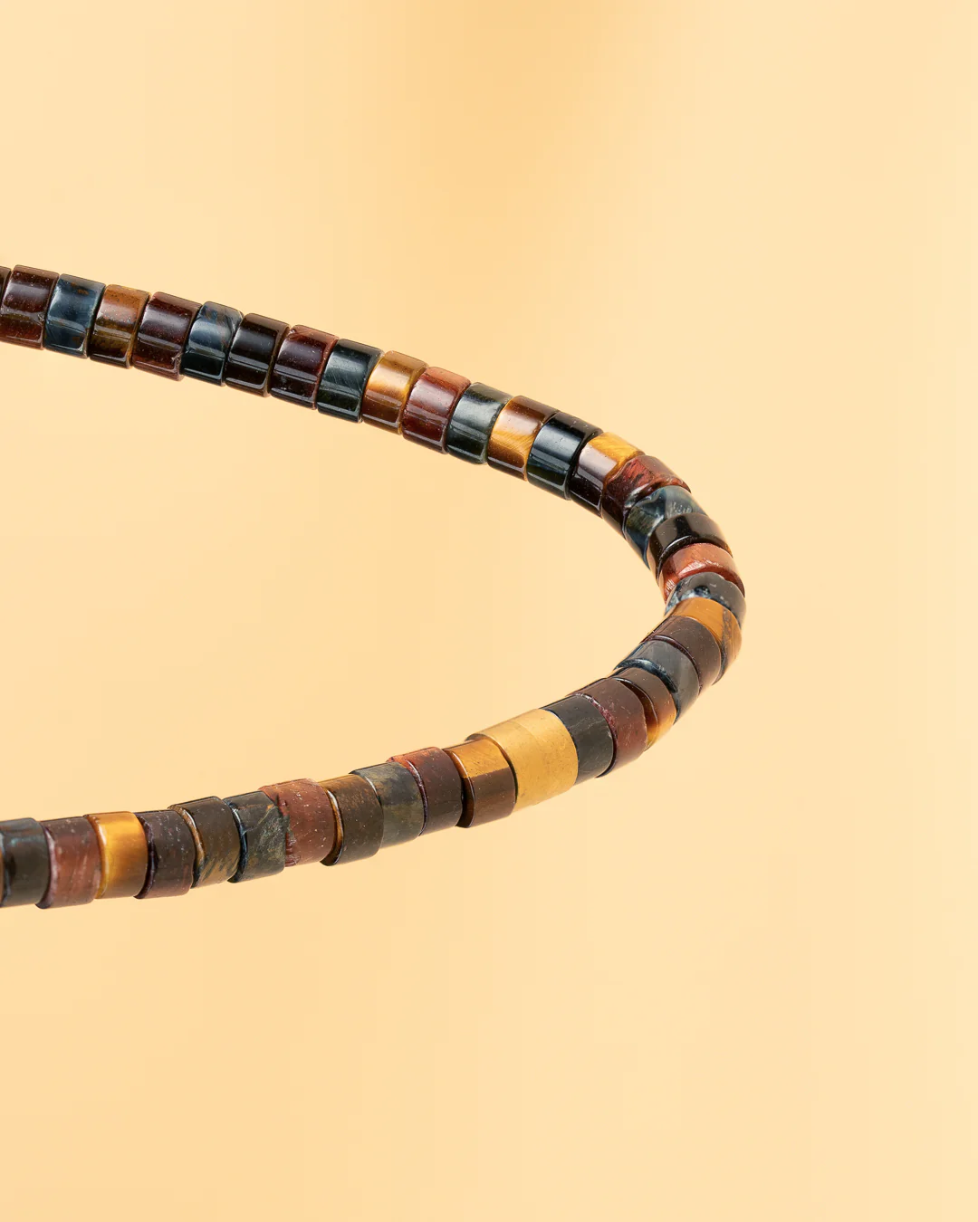 2mm Bracelet with mixed Tiger Eye stones and titanium element - Image 3