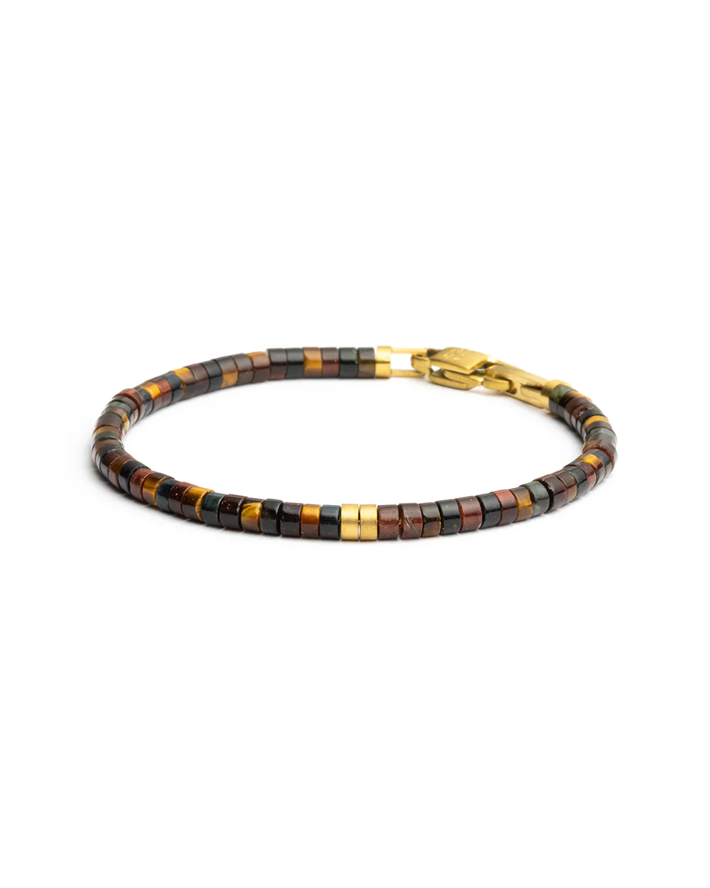 2mm Bracelet with mixed Tiger Eye stones and titanium element - Image 4