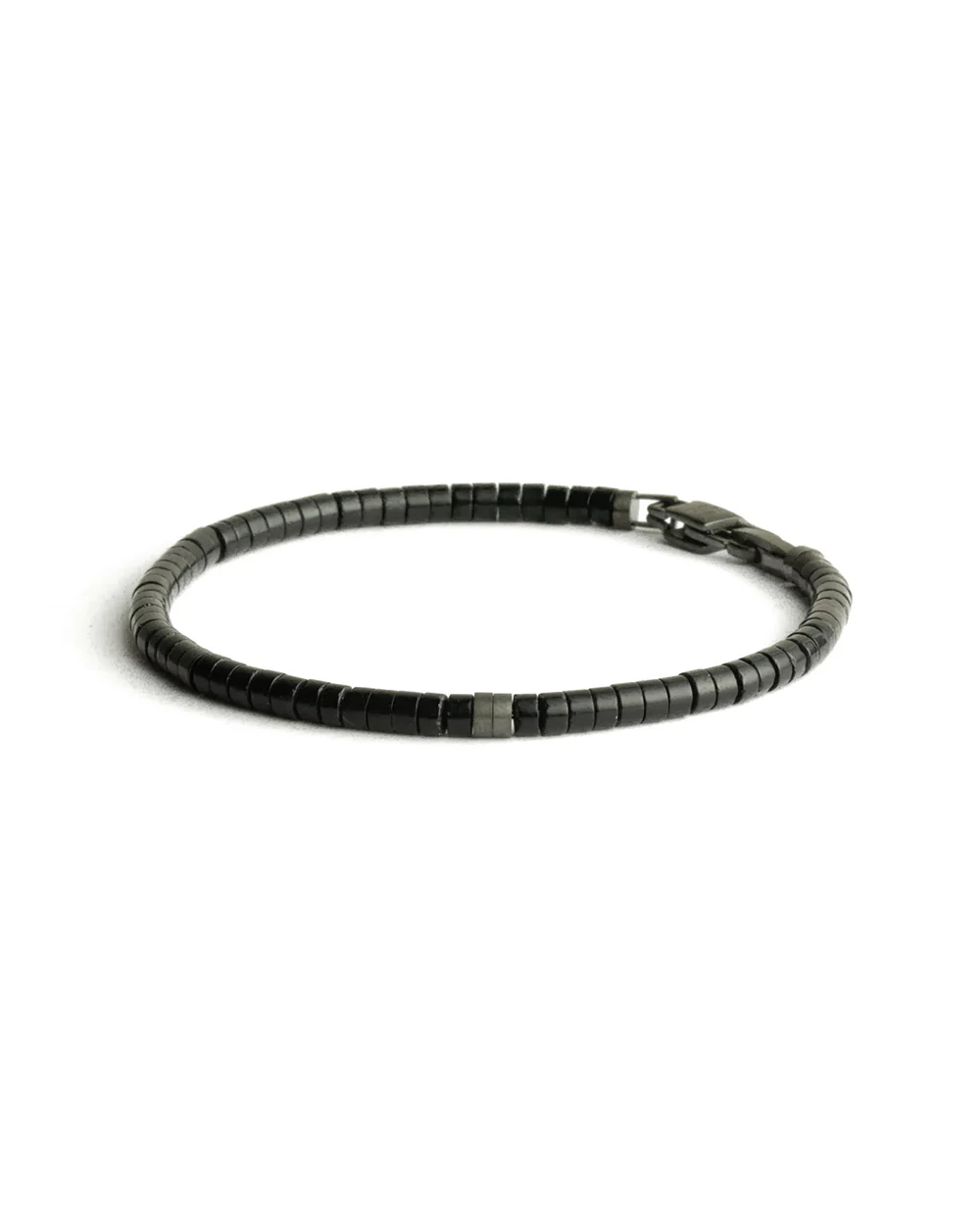 2mm Bracelet with matte Agate stones and titanium element - Image 4