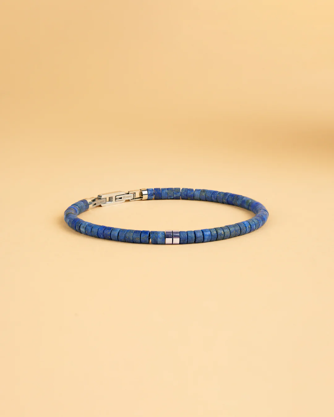2mm Bracelet with matte Lapis Lazuli stones and titanium element