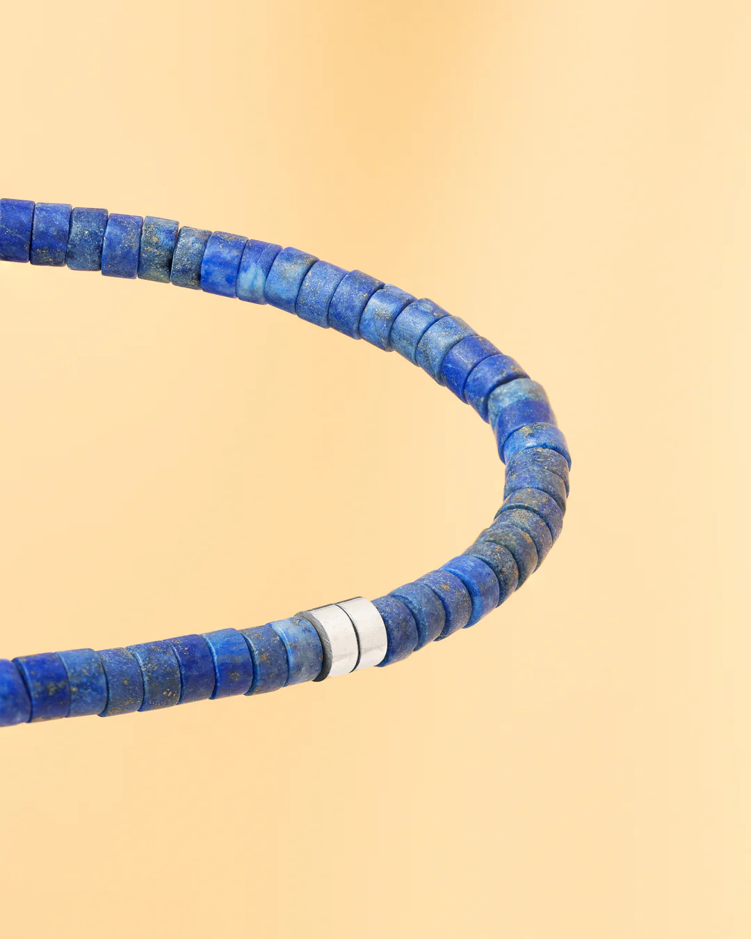 2mm Bracelet with matte Lapis Lazuli stones and titanium element - Image 2