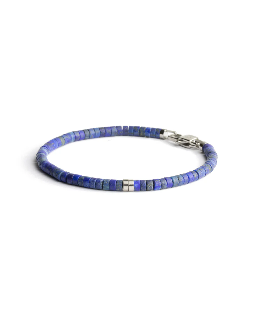 2mm Bracelet with matte Lapis Lazuli stones and titanium element - Image 3