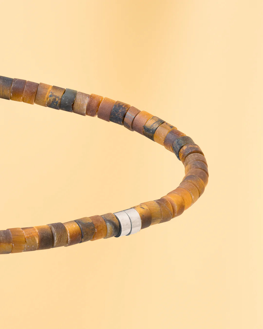 2mm Bracelet with matte Tiger Eye stones and titanium element - Image 3