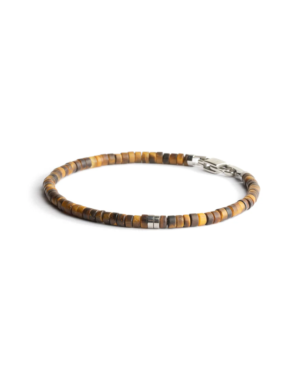 2mm Bracelet with matte Tiger Eye stones and titanium element - Image 4