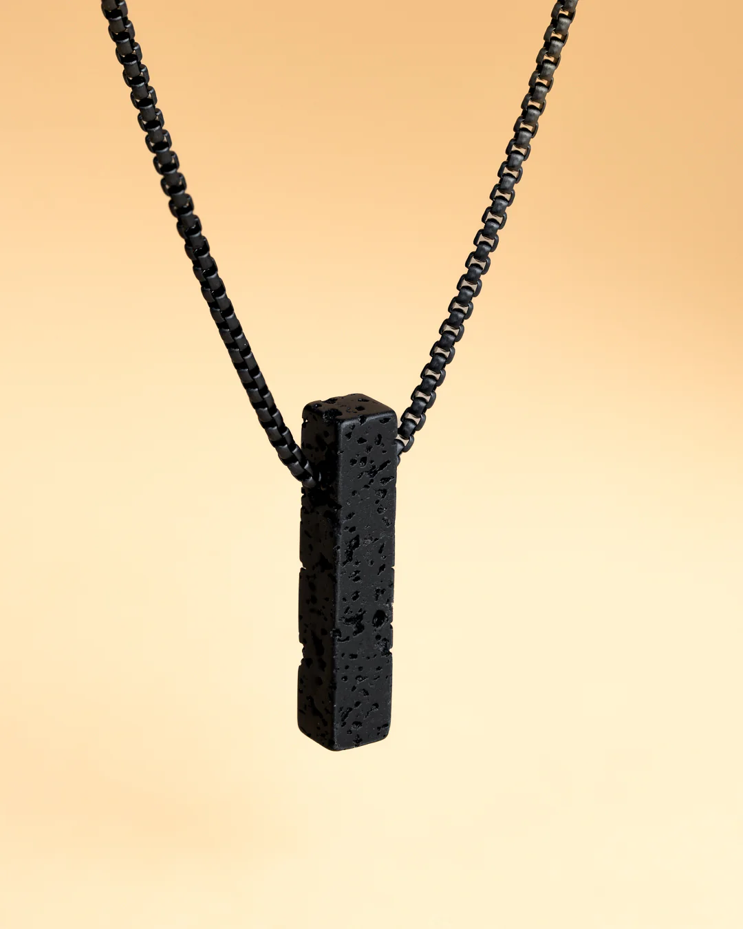 Stainless steel necklace with a Black Lava stone - Image 3