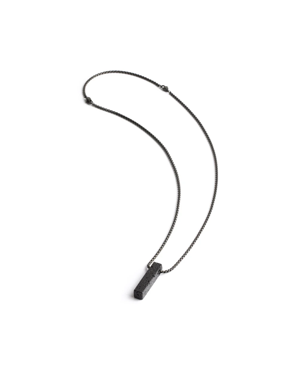 Stainless steel necklace with a Black Lava stone - Image 4