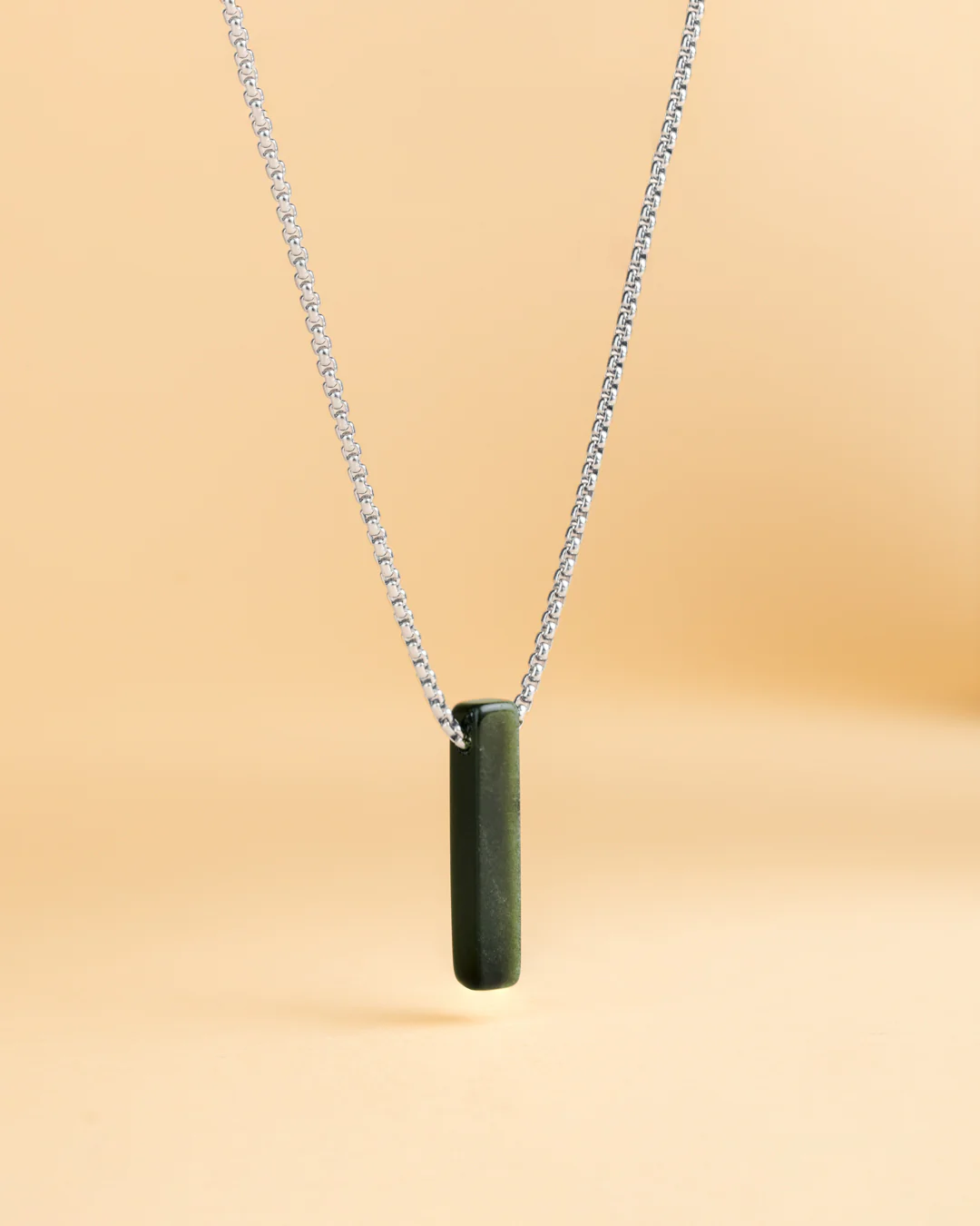 Stainless steel necklace with a Green Obsidian stone