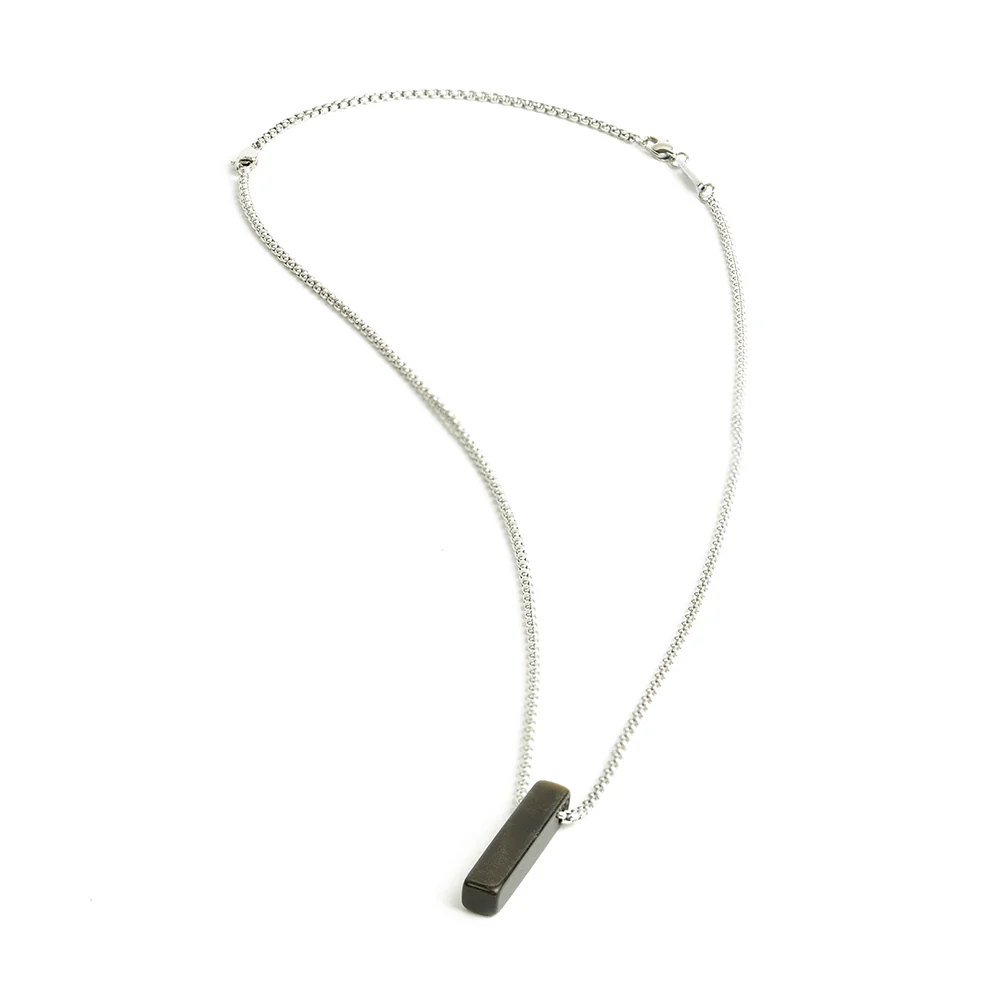 Stainless steel necklace with a Green Obsidian stone - Image 4