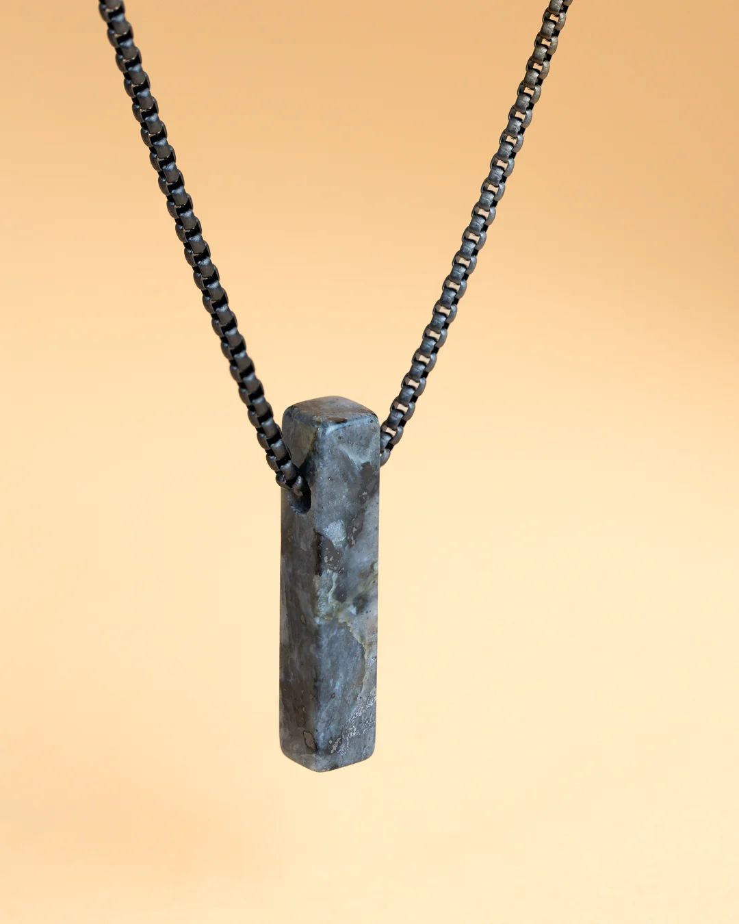 Stainless steel necklace with a Larvikite stone - Image 3