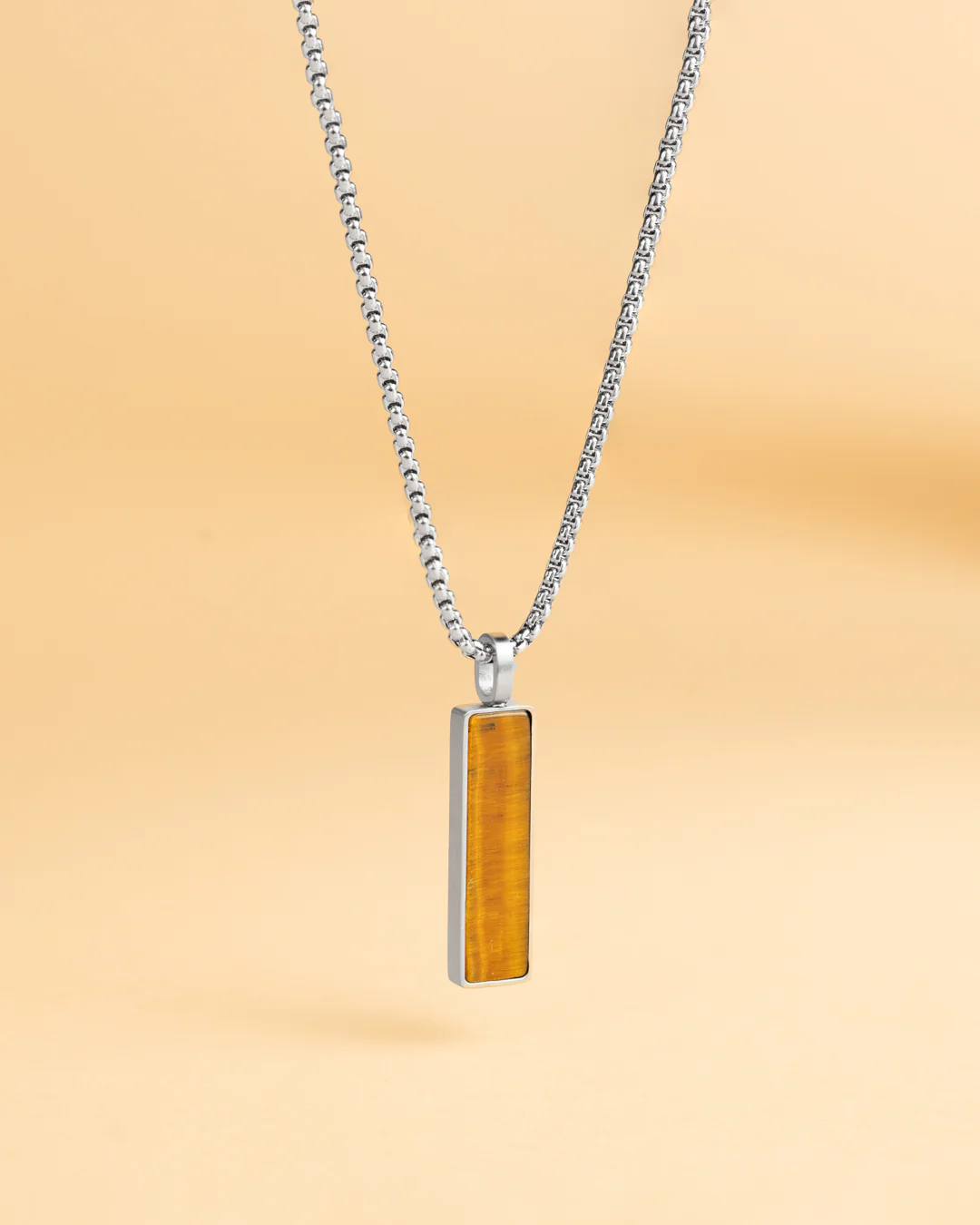 Stainless steel necklace with a Tiger Eye stone - Image 2