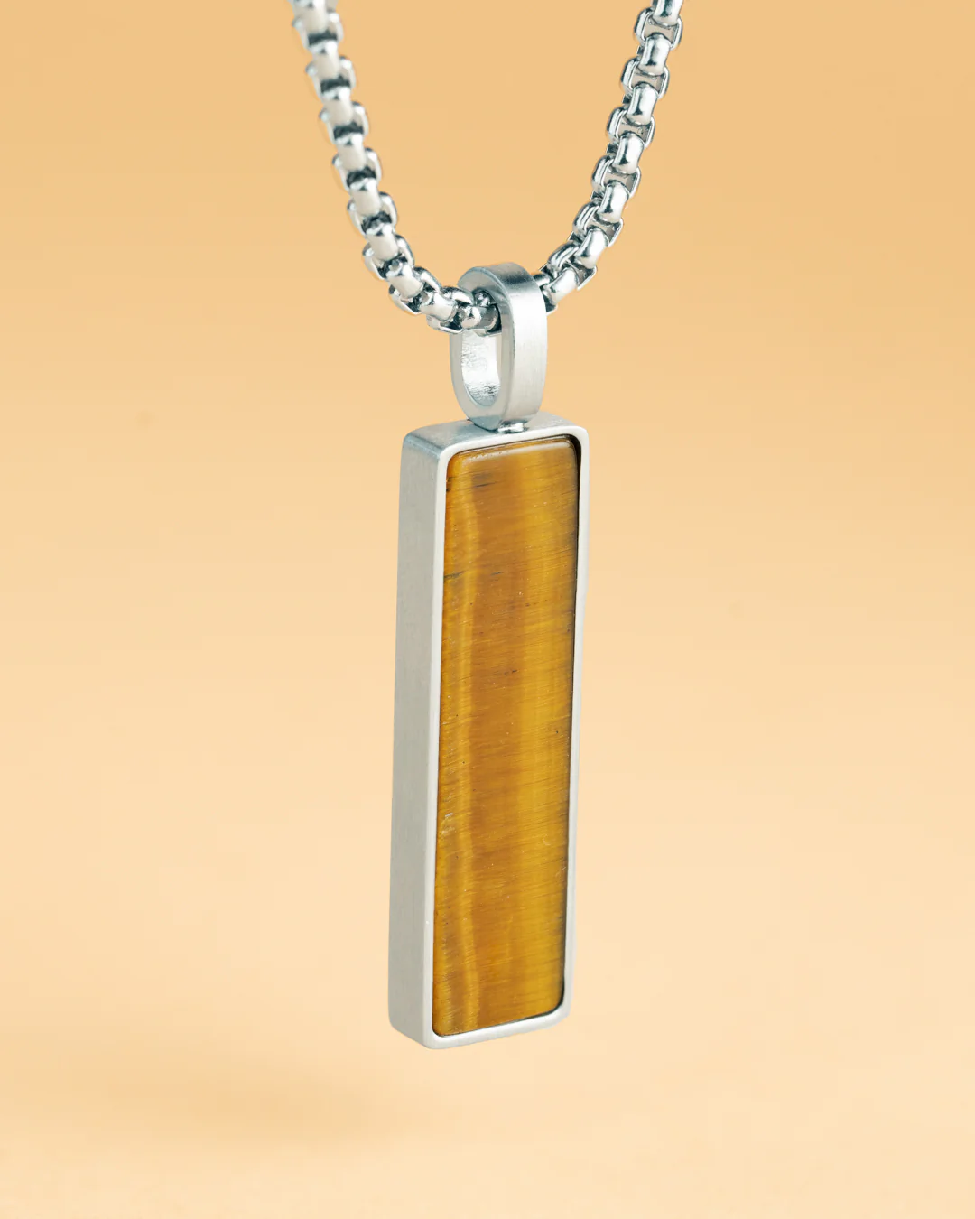 Stainless steel necklace with a Tiger Eye stone - Image 3