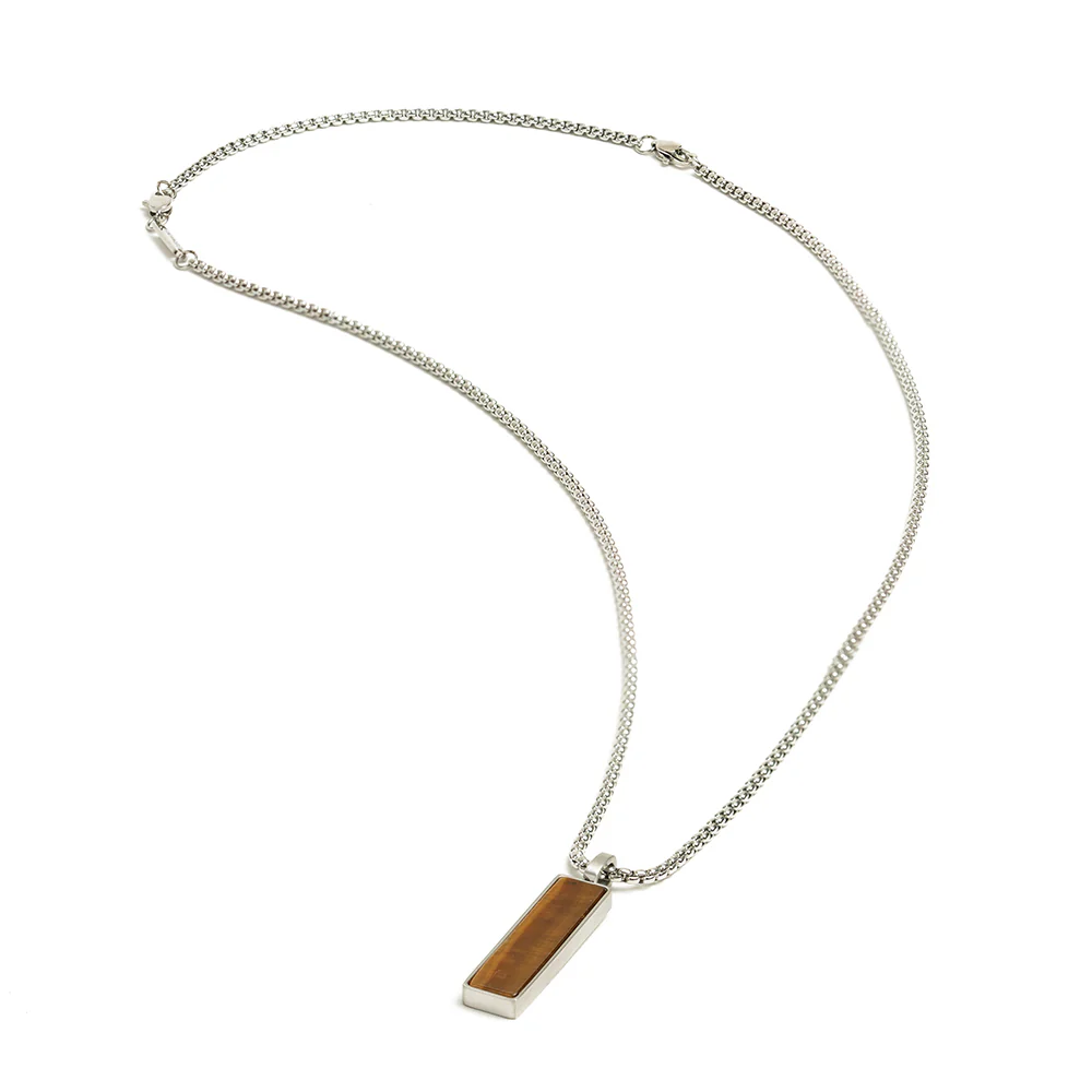 Stainless steel necklace with a Tiger Eye stone - Image 4