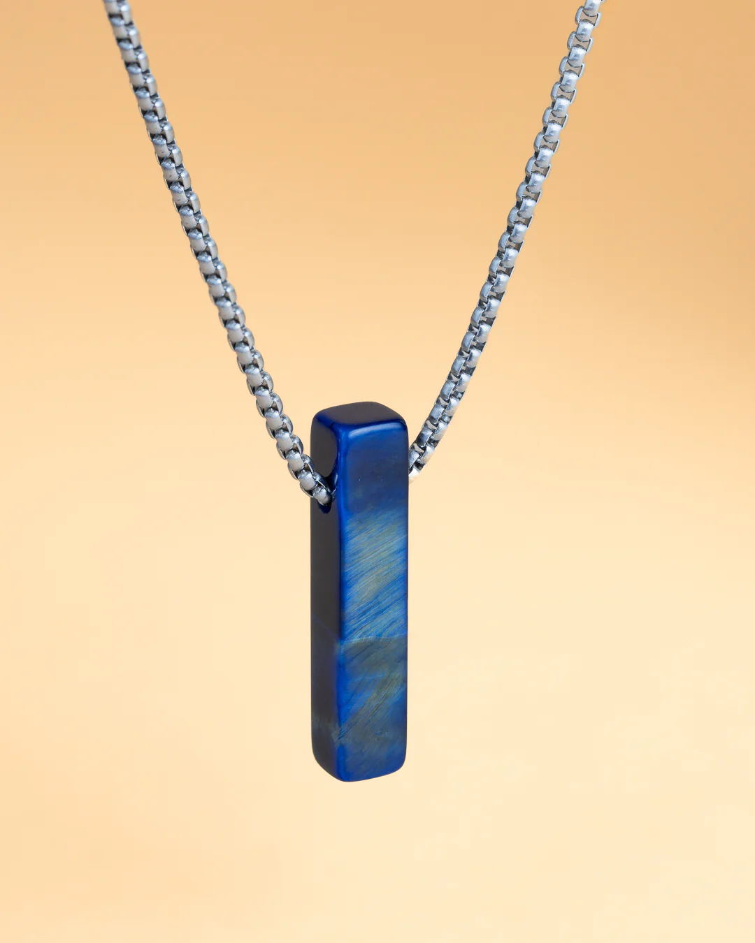 Stainless steel necklace with Blue Tiger Eye stone - Image 3