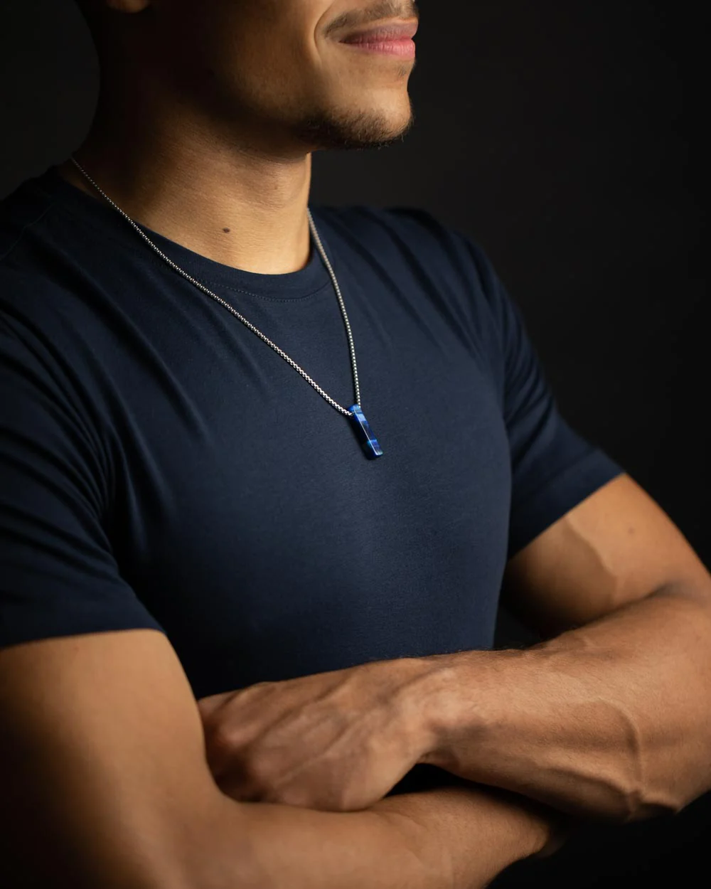 Stainless steel necklace with Blue Tiger Eye stone - Image 4