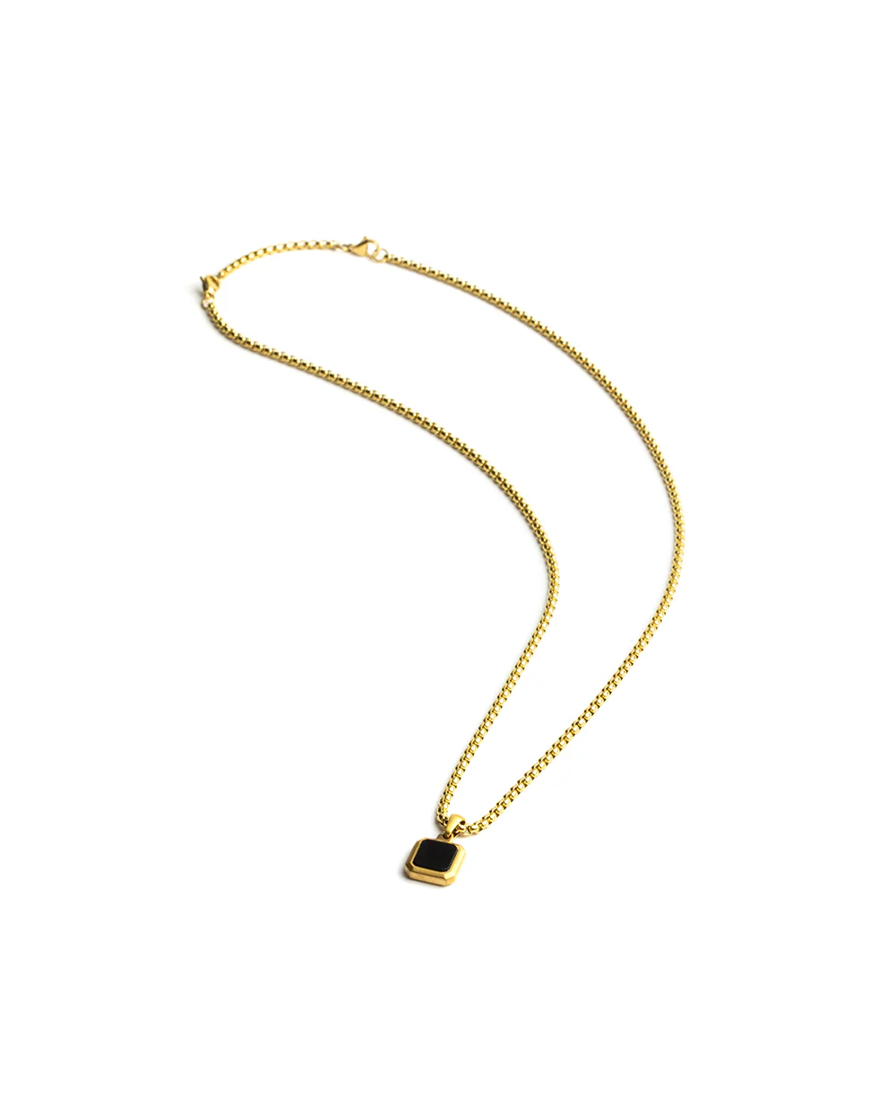 Titanium/Steel necklace with an 18kt gold finish and Black Agate stone - Image 4