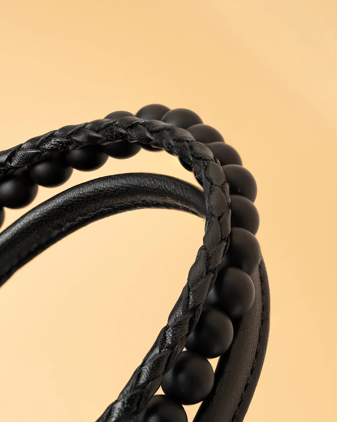 Triple bracelet with 6mm Agate stone and Nappa leather - Image 4