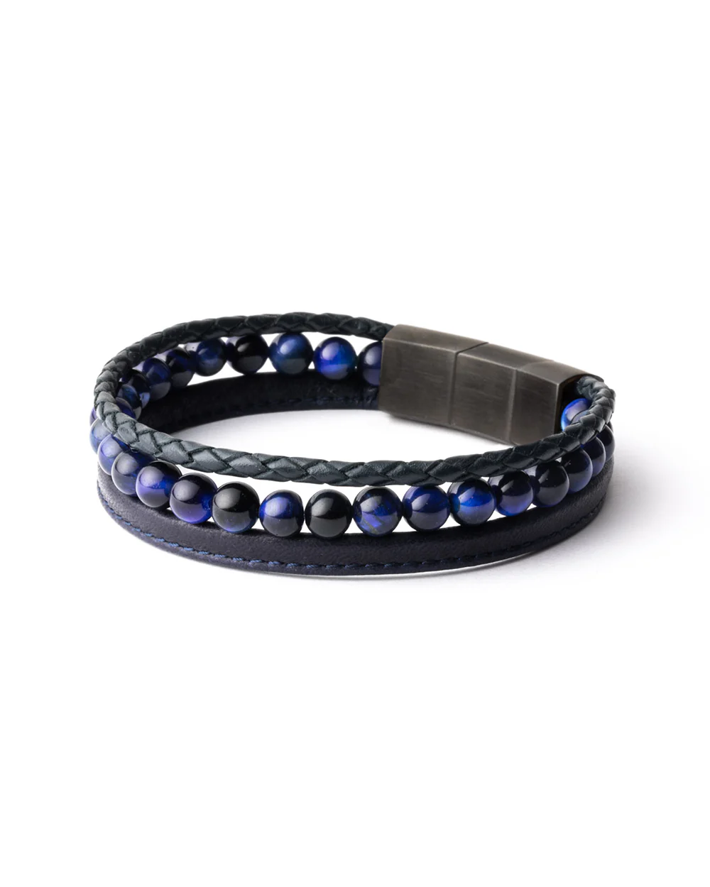 Triple bracelet with 6mm Tiger Eye stone and Nappa leather - Image 5