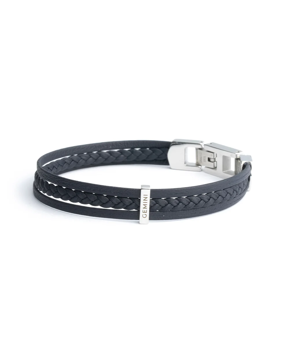 Triple blue Italian nappa leather bracelet with silverplated finish - Image 5