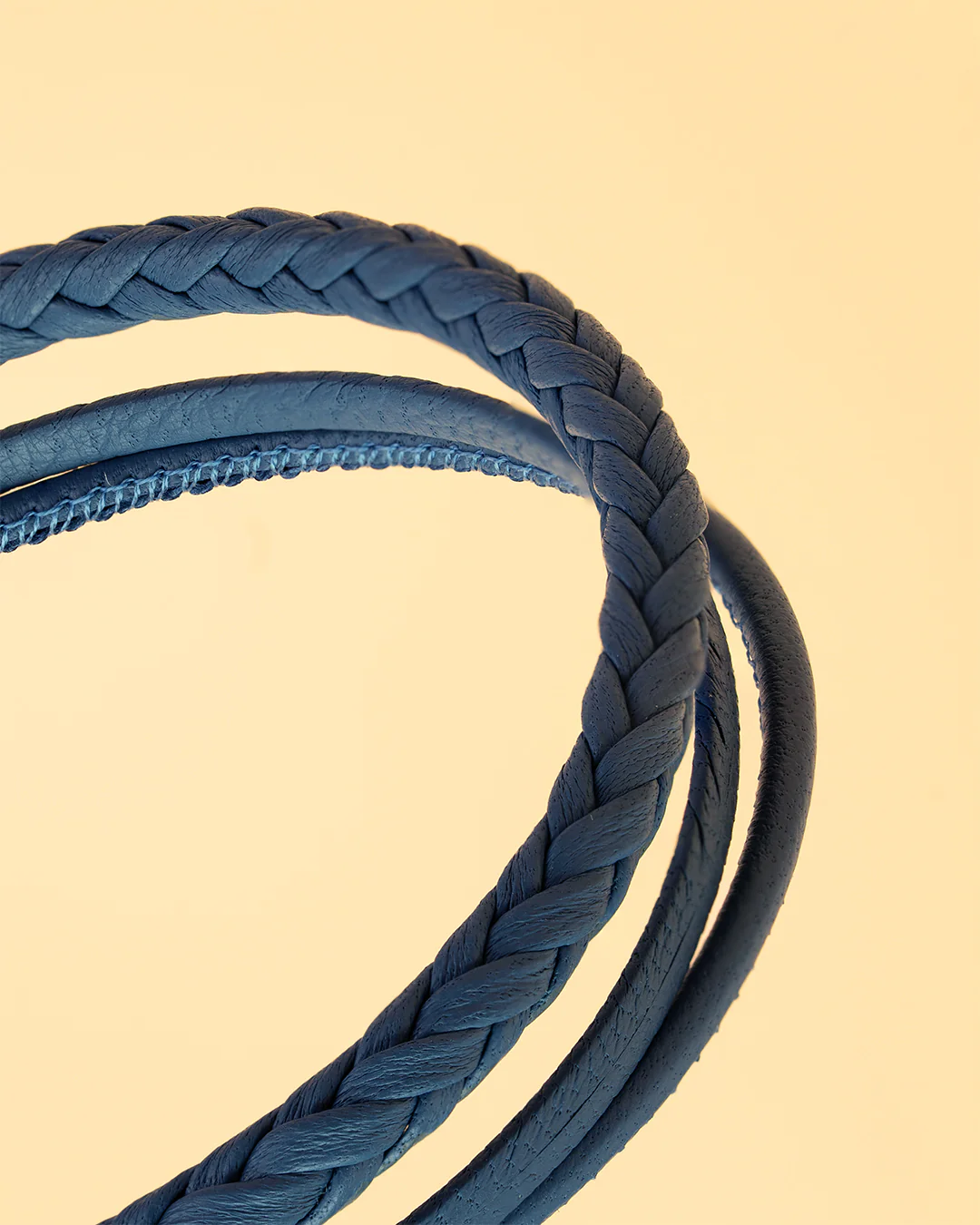 Triple bracelet with light-blue Italian nappa leather - Image 2