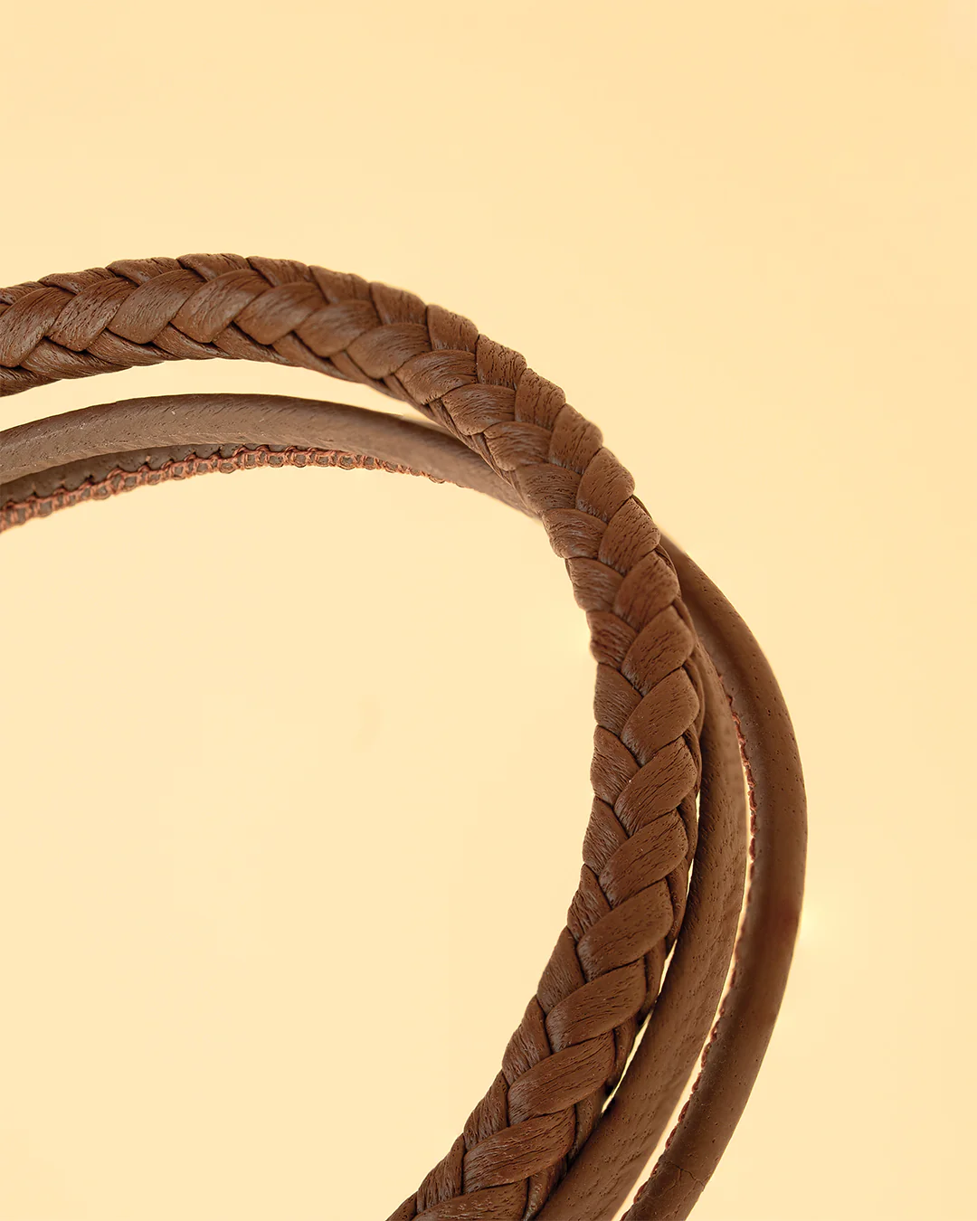 Triple bracelet with light-brown Italian nappa leather - Image 2