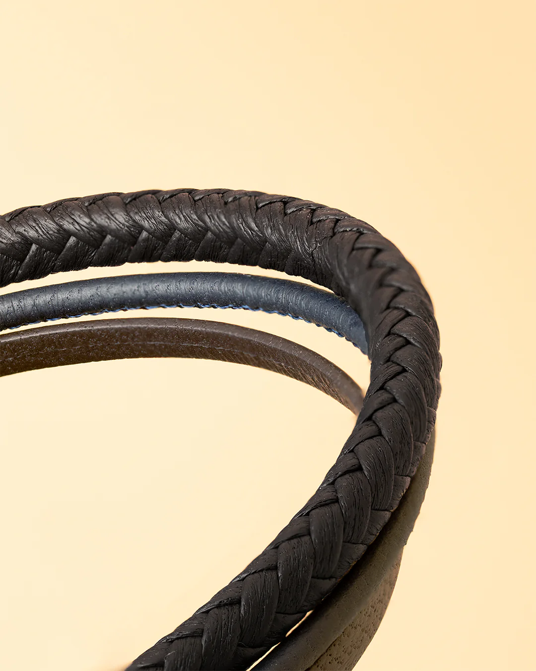 Triple bracelet with three kinds of Italian nappa leather - Image 2