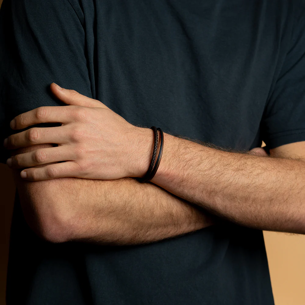 Triple bracelet with three kinds of Italian nappa leather - Image 3