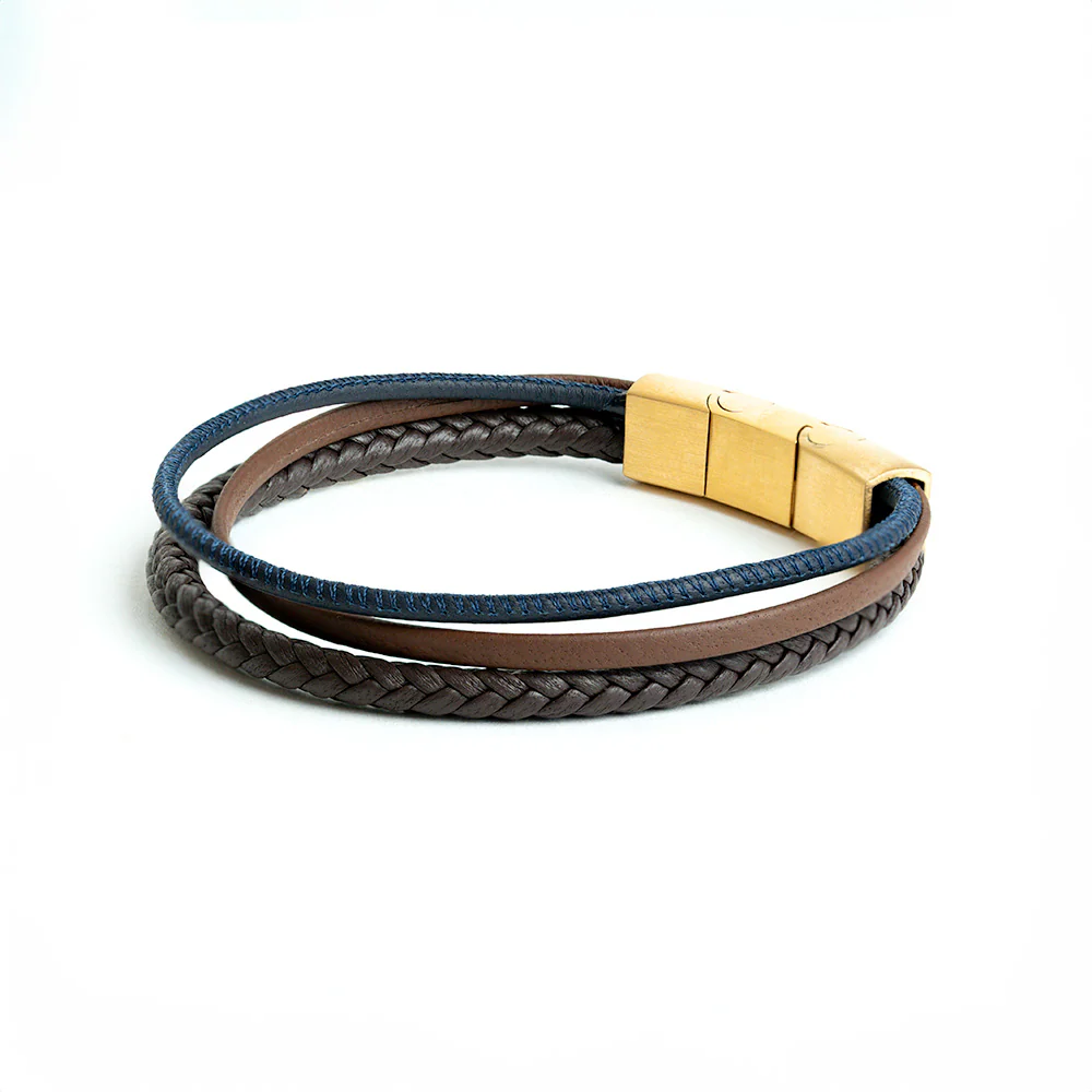 Triple bracelet with three kinds of Italian nappa leather - Image 4